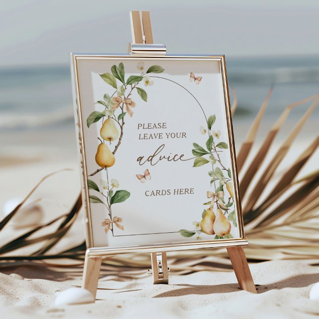 Floral Perfect Pair Pear Bridal Shower Advice Poster (Creator Uploaded)