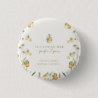 Floral perfect pear bridal shower 3 cm round badge