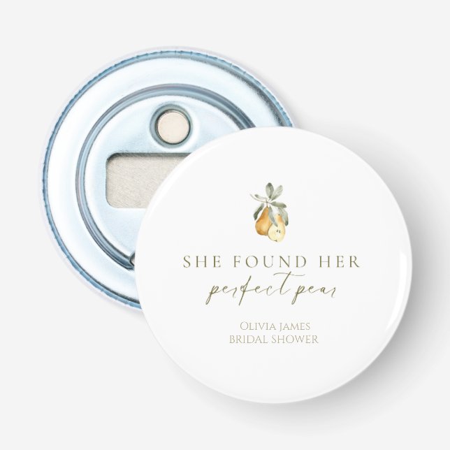 Floral perfect pear bridal shower bottle opener (Front)