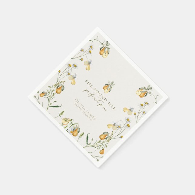 Floral perfect pear bridal shower napkin (Corner)