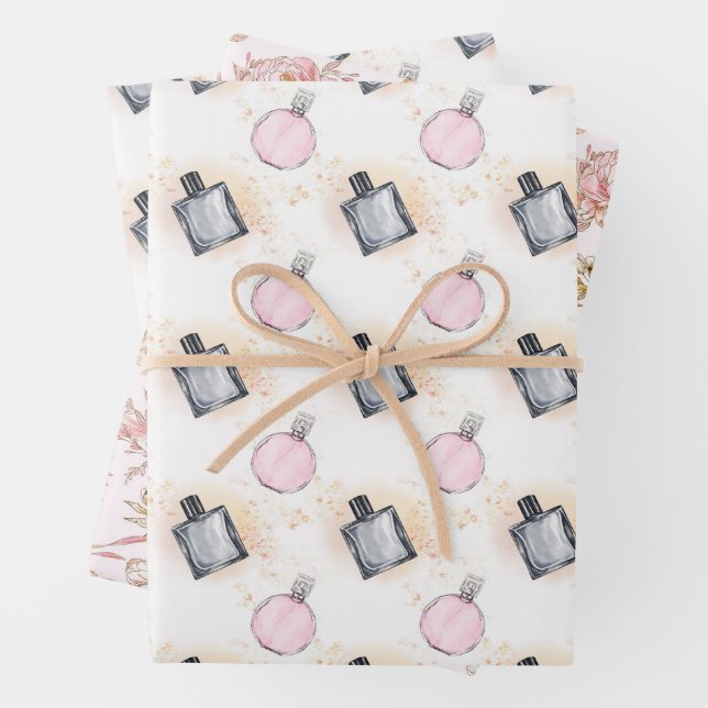 Floral Perfumes Pattern Wrapping Paper Sheet (In situ)