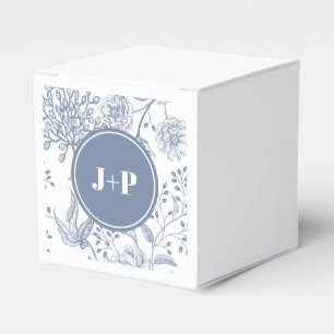 Floral Periwinkle Blue Monogram Wedding Favour Box