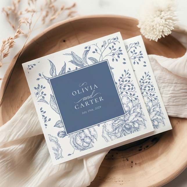 Floral Periwinkle Elegant Blue Wedding Napkin (Creator Uploaded)