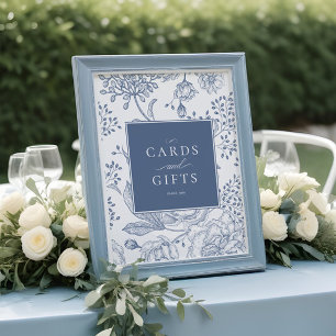 Floral Periwinkle Elegant Wedding Cards Gifts Sign