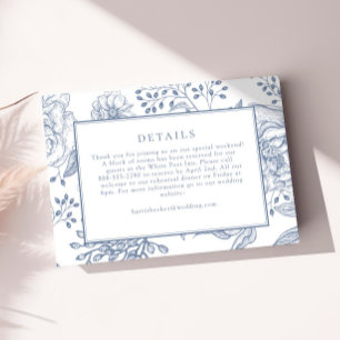 Floral Periwinkle Elegant Wedding Details Card