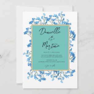 Floral Periwinkle Elegant Wedding Invitation