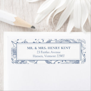 Floral Periwinkle Elegant Wedding Return Address