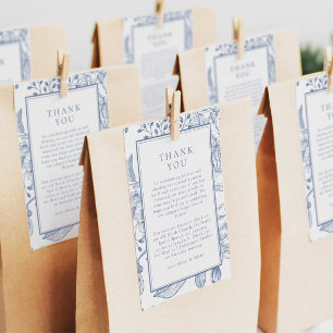 Floral Periwinkle Elegant Wedding Thank You Insert RSVP Card