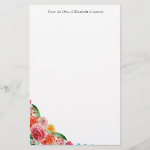 Floral Personal Business Pink Red Blue Yellow Stationery