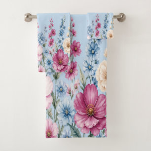 Floral Personalised Bath Towel Set