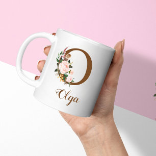Floral Personalised Bridesmaid Letter O Gift Coffee Mug