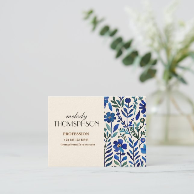 Floral Personalised  Business Card (Standing Front)