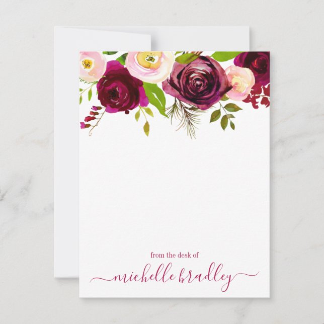 Floral Personalised Name | From The Desk Of Card (Front)