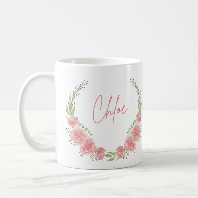 Floral Personalised Name Mug (Left)