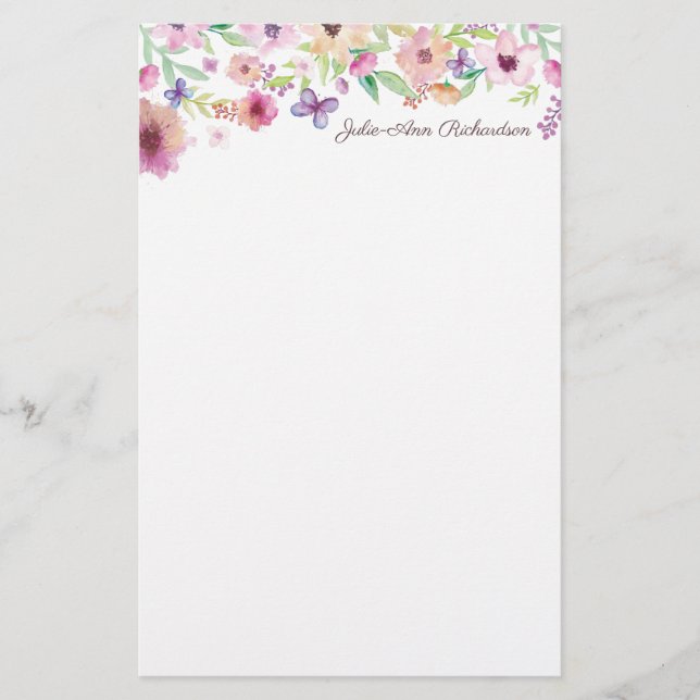 Floral Personalised Notepaper (Front)