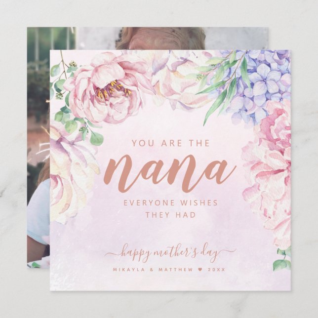Floral Personalised Photo Card For Nana (Front/Back)