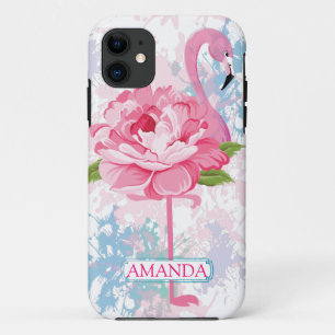 Floral Personalised Pink flamingo design Case-Mate iPhone Case