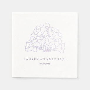 Floral Personalised Purple Minimalist Wedding Napkin