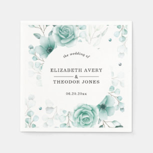 Floral Personalised sage greens Wedding Napkin