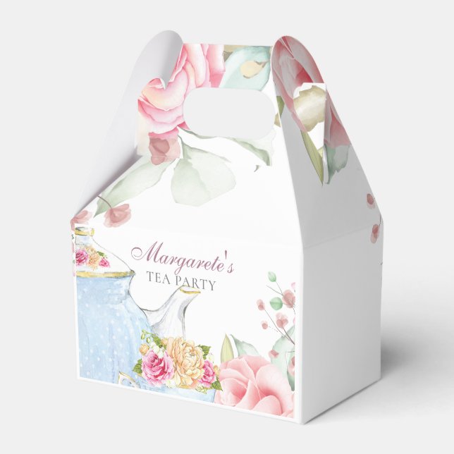 Floral Personalised Tea Party Favour Box (Front Side)