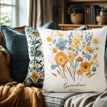 Floral Personalised Throw Pillow for Grandma<br><div class="desc">Make Grandma’s space extra cosy with this elegant personalised throw pillow! 💐🛋️ Featuring a beautiful blue and turquoise floral design on a crisp white background, this soft accent piece adds warmth, love, and style to any room. Customise it with her name for a heartfelt Mother’s Day, birthday, or everyday gift...</div>
