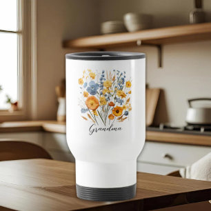 Floral Personalised Travel Mug for Grandma