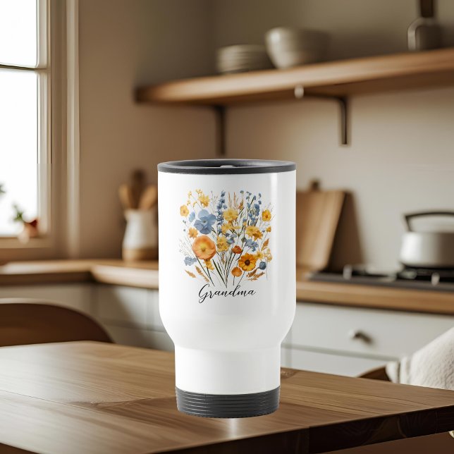 Floral Personalised Travel Mug for Grandma (Creator Uploaded)