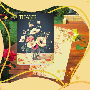 Floral Personalised Yellow Flat Thank You Card