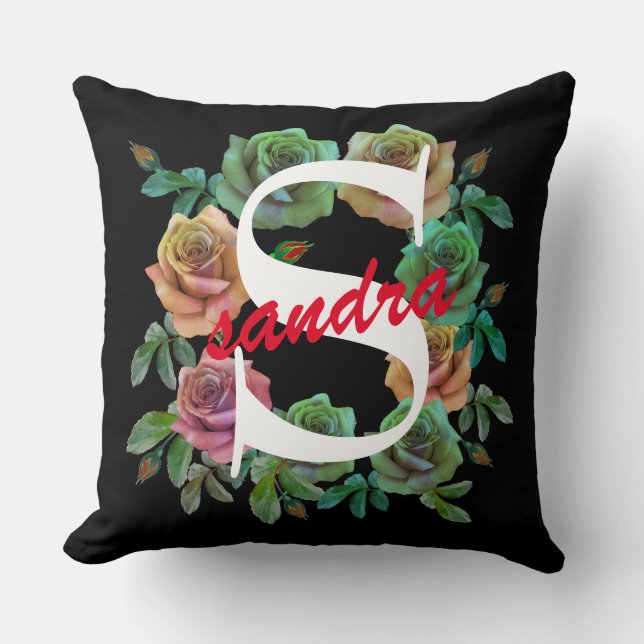 FLORAL PERSONALIZE CUSTOM LETTER CUSHION (Front)