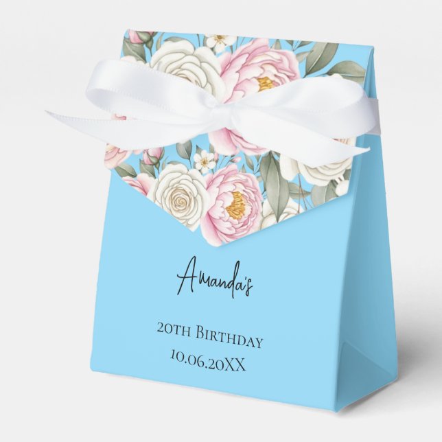 Floral Personalized Birthday Favor Box (Front Side)