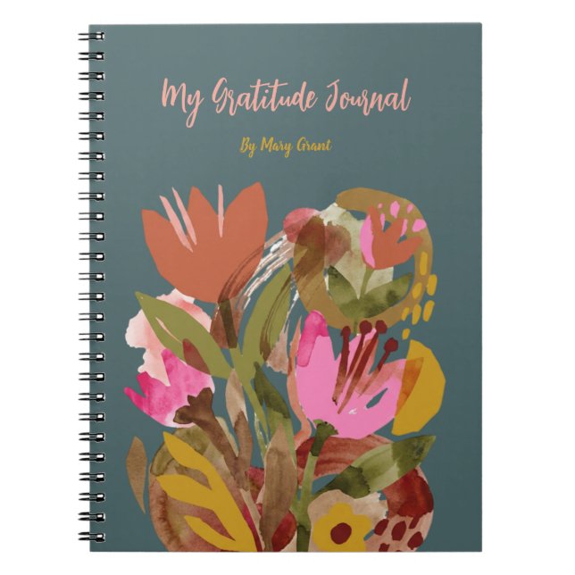 Floral Personalized Gratitude Journal Notebook (Front)