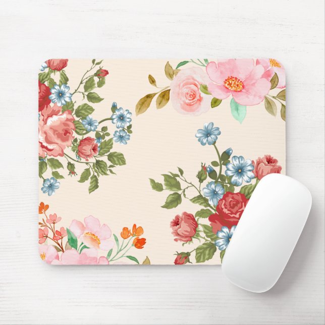 Floral Personalized Mouse Pad Elegant Nature (With Mouse)
