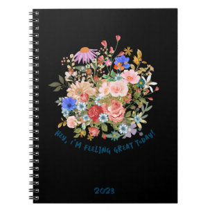Floral & Personalized Slogan Graphic  Notebook