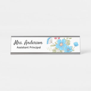 Floral Personalized Teachers Principals Women Boss Desk Name Plate