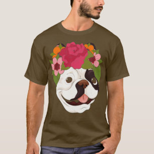Floral Pet Flower Crown Dog Breed French Bulldog T-Shirt