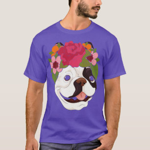 Floral Pet Flower Crown Dog Breed French Bulldog T-Shirt