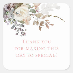 Floral Petals and Prosecco Thank You Bridal Shower Square Sticker