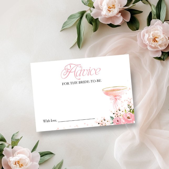 Floral Petals & Prosecco Bridal Shower Advice Card (Creator Uploaded)