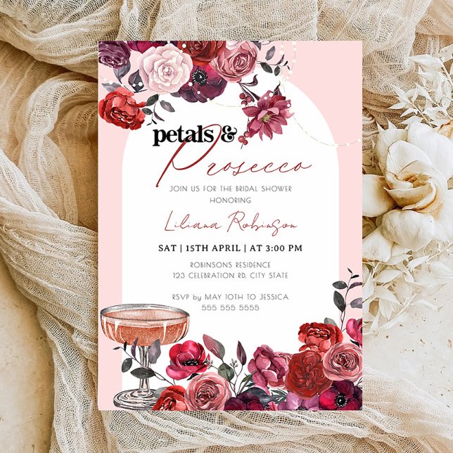 Floral Petals & Prosecco Bridal Shower Invitation (Creator Uploaded)