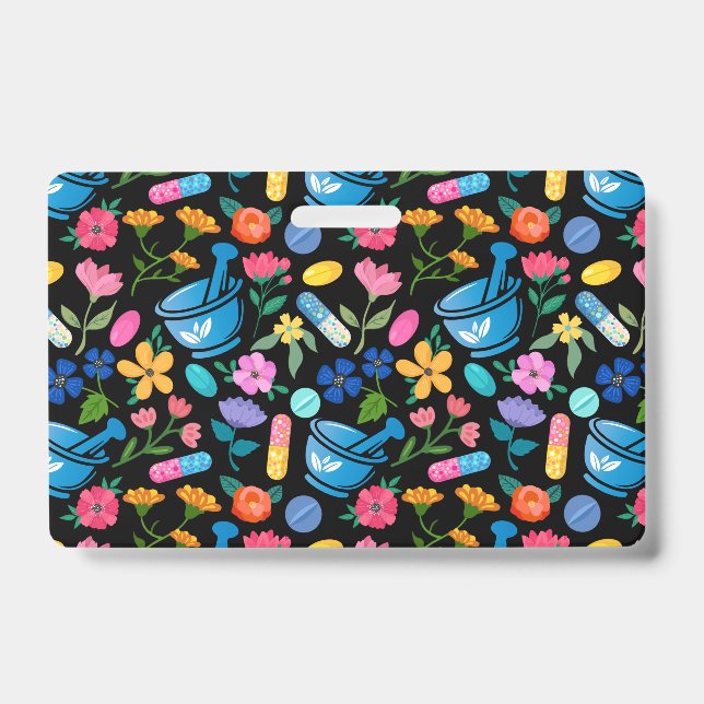 Floral pharmacy pattern ID badge (Front)