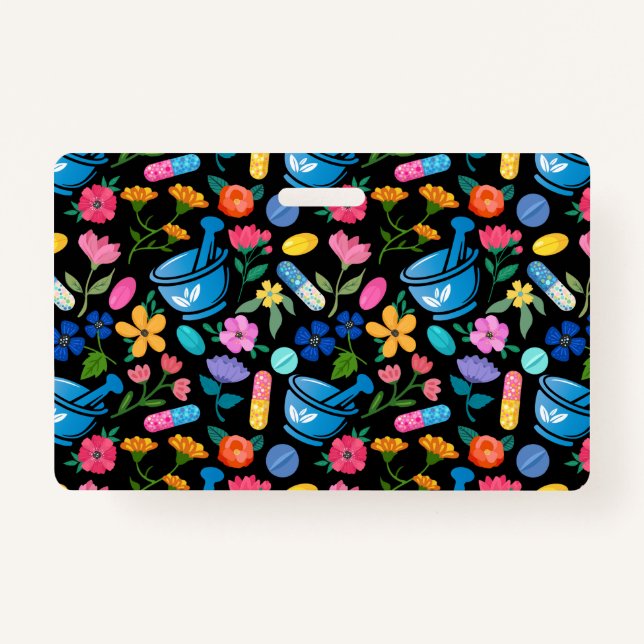 Floral pharmacy pattern ID badge (Front)