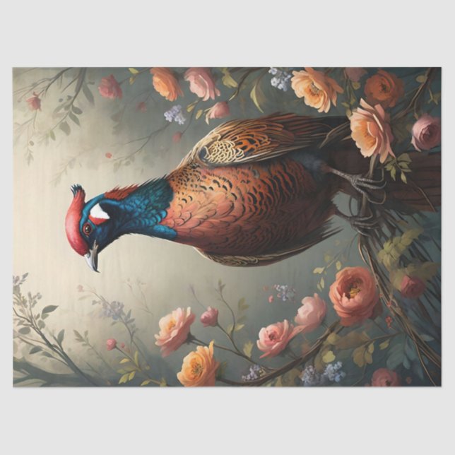 Floral Pheasant  Tissue Paper (Front)
