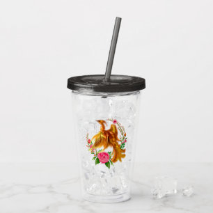 Floral Phoenix Rises From The Fiery Ashes Fantasy Acrylic Tumbler