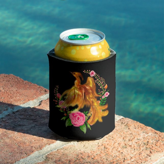 Floral Phoenix Rises From The Fiery Ashes Fantasy Can Cooler (In Situ Pool)