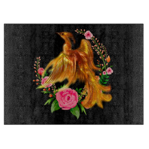 Floral Phoenix Rises From The Fiery Ashes Fantasy Cutting Board