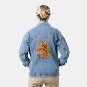 Floral Phoenix Rises From The Fiery Ashes Fantasy  Denim Jacket