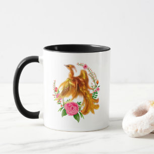 Floral Phoenix Rises From The Fiery Ashes Fantasy Mug