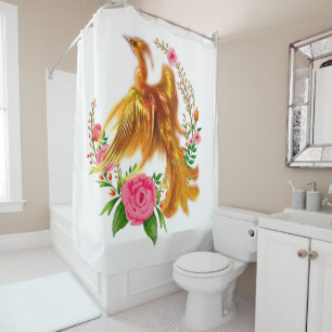 Floral Phoenix Rises From The Fiery Ashes Fantasy Shower Curtain