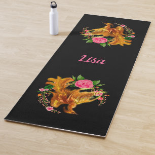Floral Phoenix Rises From The Fiery Ashes Fantasy Yoga Mat
