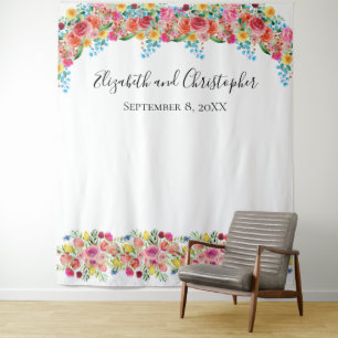 Floral Photo Backdrop Photo prop Wedding Shower  Tapestry
